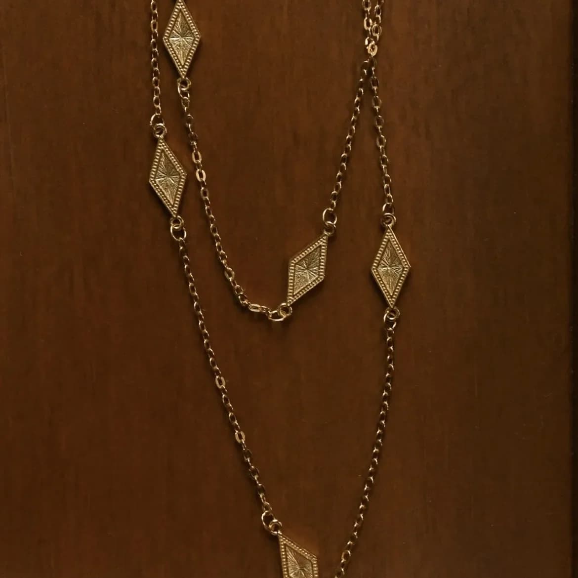 New in silver 925 double-sided rhombus necklace simple and long style layered sweater chain exquisite geometric pendant jewelry