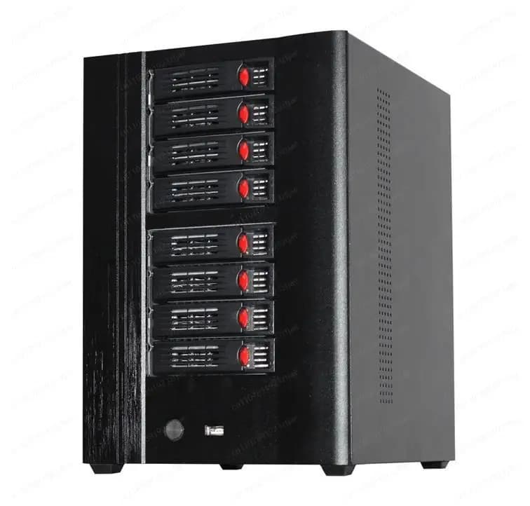 Telaio NAS 8-HDD Pannello in lega di alluminio Backplane SATA Cloud di archiviazione domestica IPFS ITX Piccola scatola per macchine