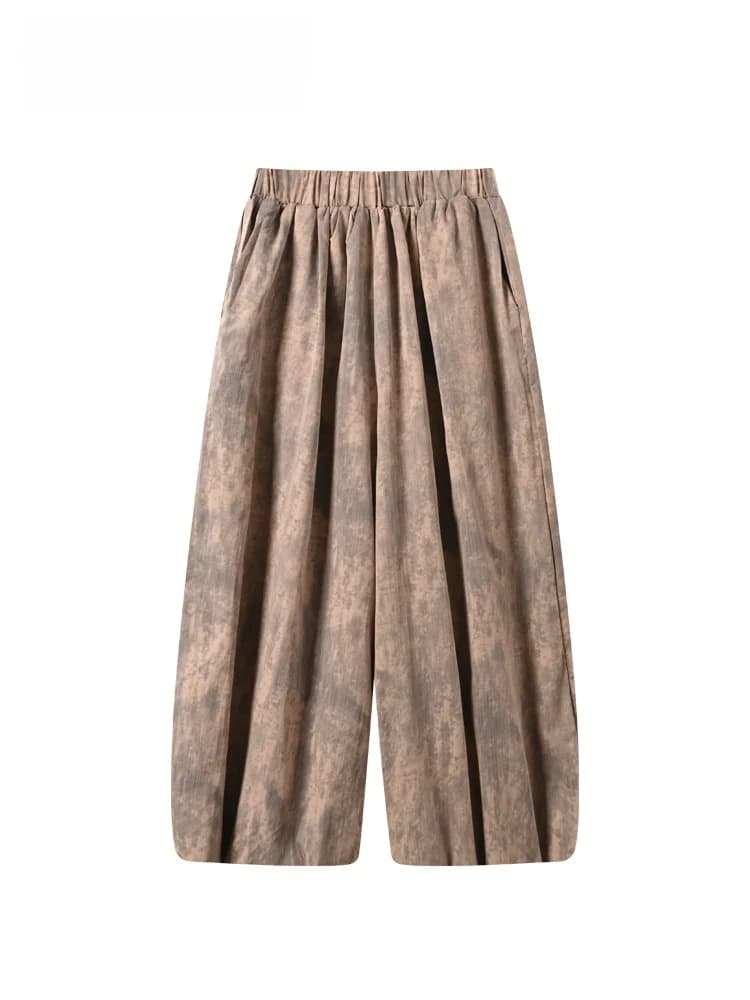 Nuovi Pantaloni a Gamba Larga a Vita Alta in Stile Cinese da Donna, Taglie Forti Estivi, Pantaloni Casual a Taglio Dritto che Nascondono le Forme