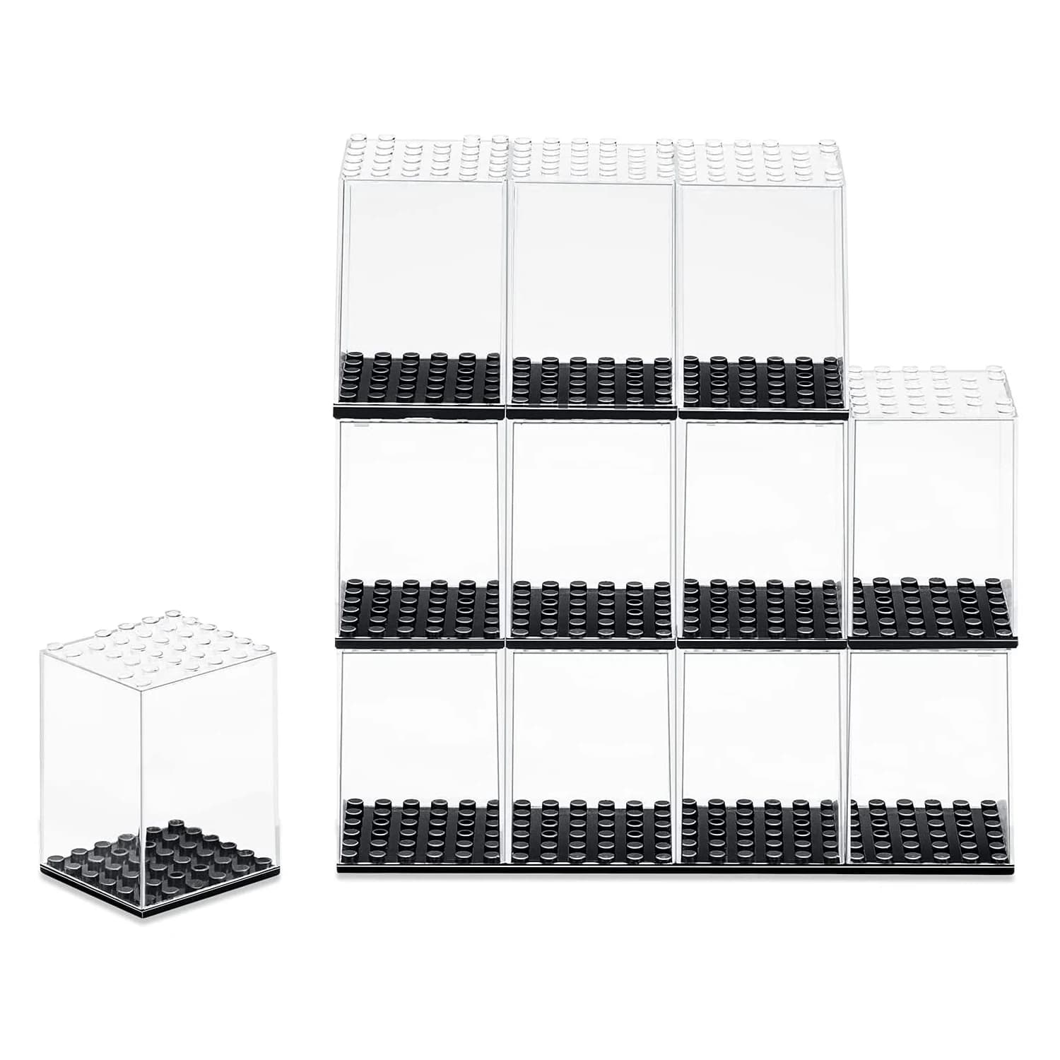 Vetrina per minifigure da 12 pezzi, scatola espositiva per blocchi di costruzione in acrilico, scatola portaoggetti per giocattoli Action Figure per minifigure Lego
