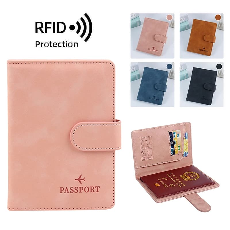 Porta passaporto in pelle PU RFID protettivo per uomo donna Porta carte di credito da viaggio Custodia protettiva Portafoglio