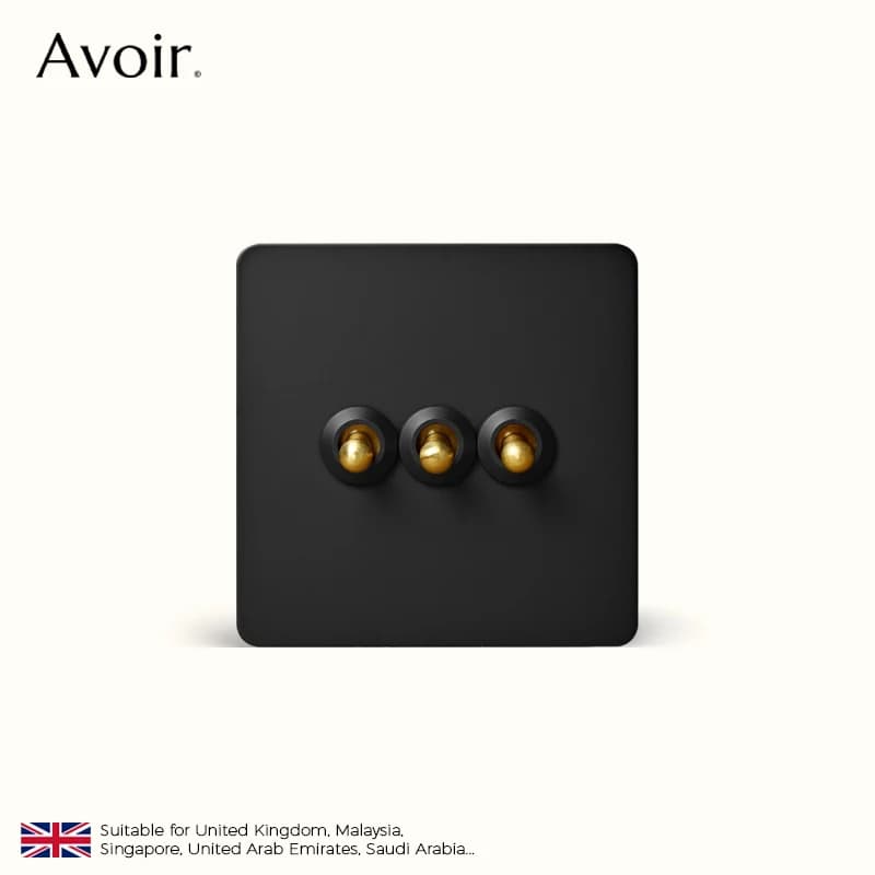 Avoir Presa a muro USB con pulsante in acciaio inossidabile nero UK 220V Interruttori a parete universali 1-4 Gang a 2 vie Interruttori a levetta vintage interruttore bilanciere 220v accessori casa interruttore parete