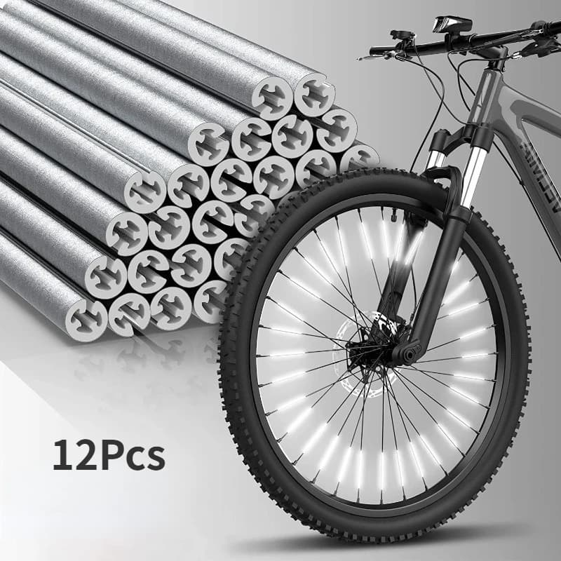 Striscia di avvertimento del tubo 12 pezzi Clip di montaggio riflettente ruota della bicicletta riflettore del raggio striscia lampada in filo d'acciaio luce riflettore bici MTB