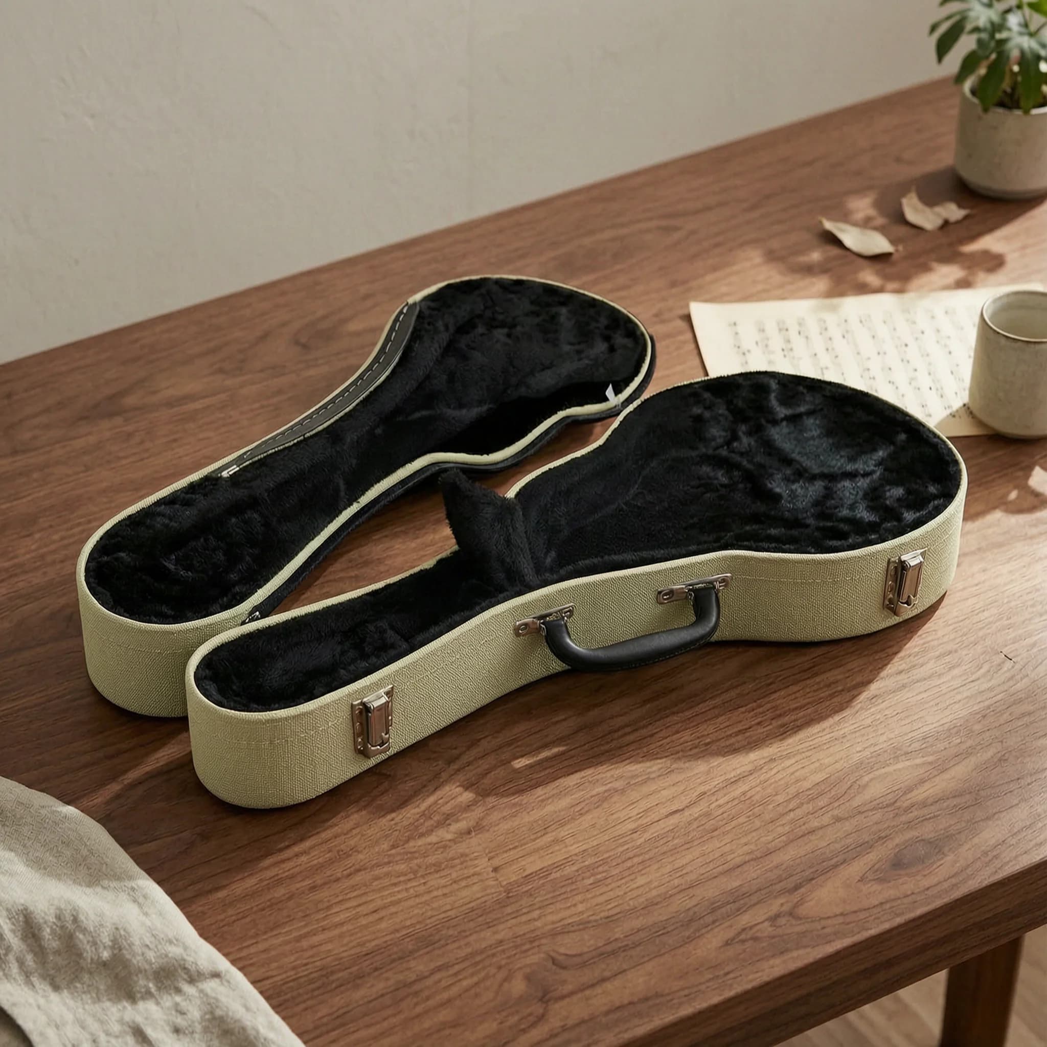 Ukulele Case with Leather Exterior Plush Lined Hardshell Protective Hardcase for Players on the Go