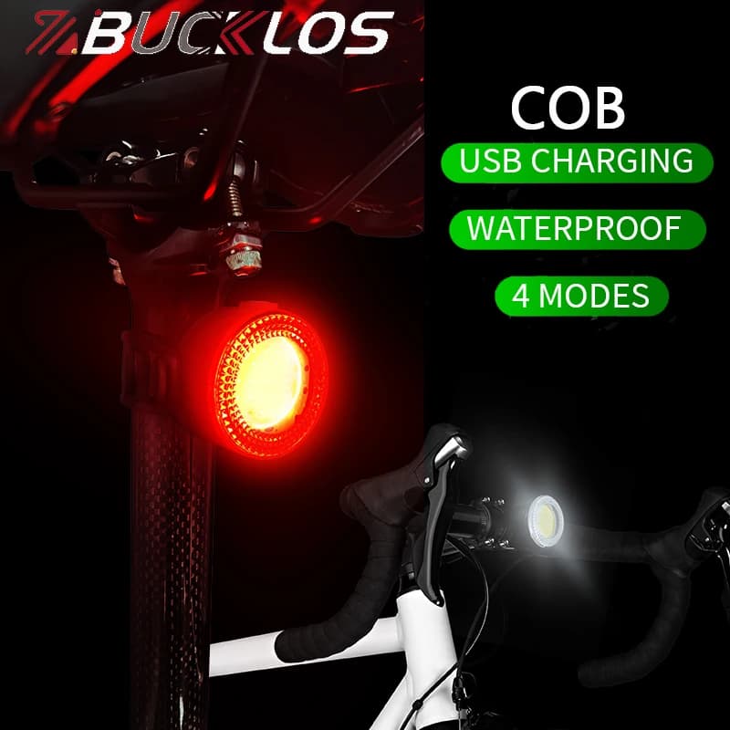 BUCKLOS COB Luce da ciclismo Tipo-C Ricarica Luci posteriori per bicicletta Luminoso Spia di guida notturna Fanale posteriore per mountain bike da strada