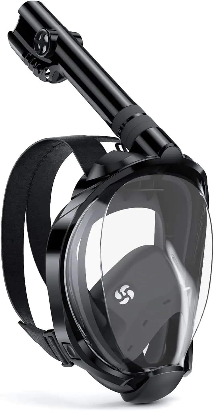 Maschera Subacquea Integrale per Adulti, Dry Top con Visuale a 180 Gradi ° Design Panoramico Pieghevole, Supporto per Fotocamera, Antiappannamento e Antinfiltrazione