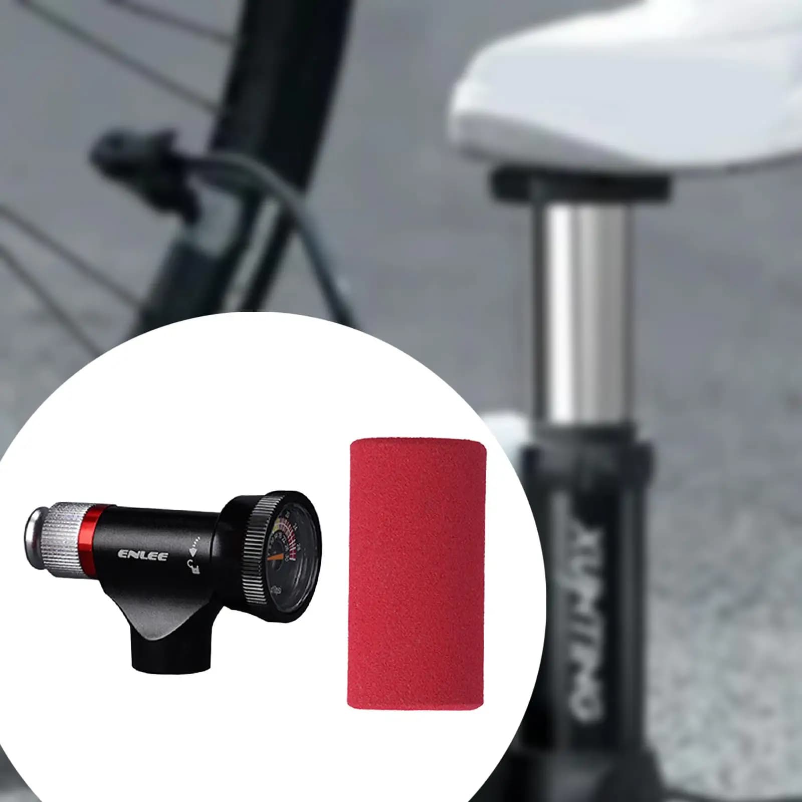 Gonfiatore per pneumatici per bici CO2, con manicotto protettivo, ugello per pompa per pneumatici per bicicletta, componenti ciclistici Cartucce per bici CO2 non incluse