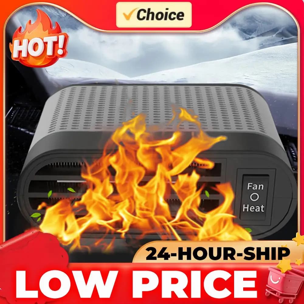 Ventilatore Riscaldante Elettrico per Auto 12/24V 360 ° Ventilatore Riscaldante Antiappannamento per Auto 1200W, Sbrinatore Automatico Rotante per Parabrezza