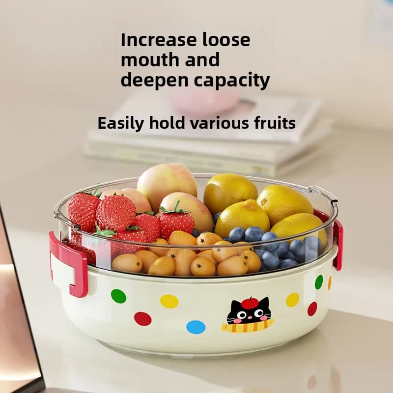 Dopamine Double Layer Fruit Organizer - Creative Living Room Snack and Nut Storage Box for Dried Fruit Display and Serving