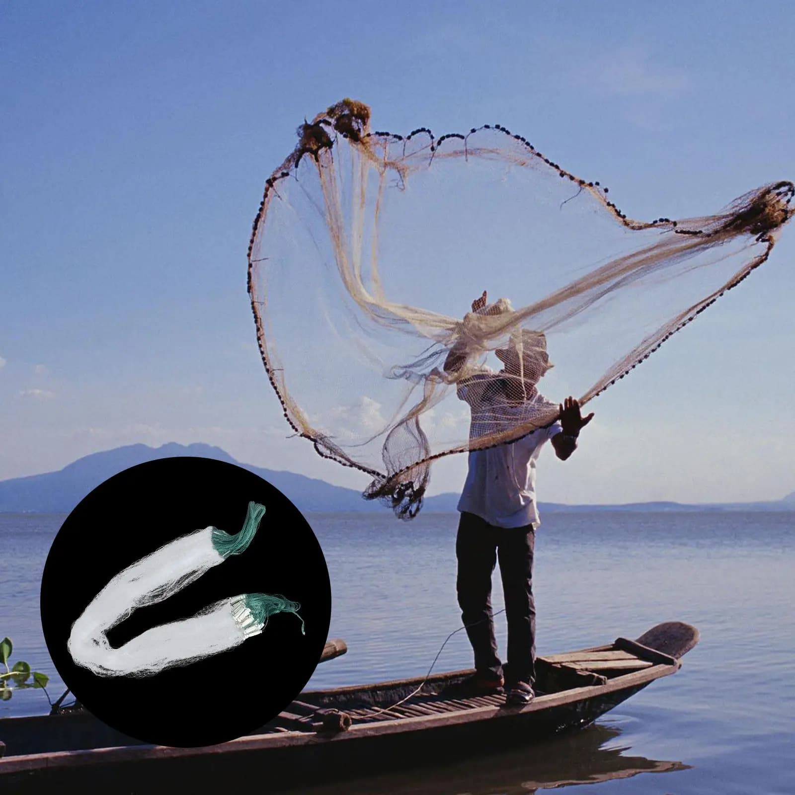 Rete da Pesca Monofilamento Galleggiante a Strato Singolo 1.2m 20M Materiale Leggero e Resistente Rete Affondante per Catturare Pesci