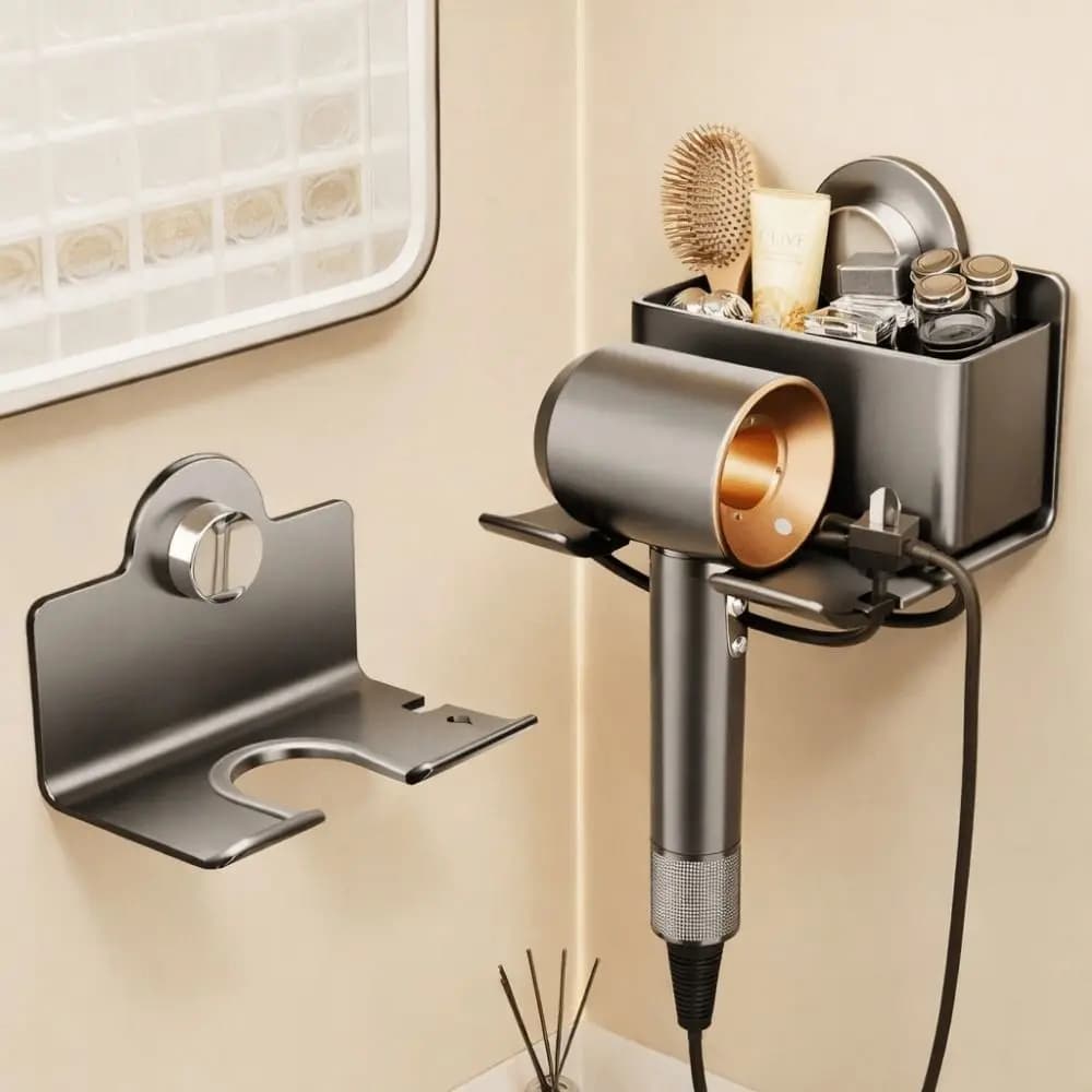Carbon Steel Hair Dryer with Suction Cup, Wall Mounting, Anti-rust, Without Drilling, Spare, for Bathroom