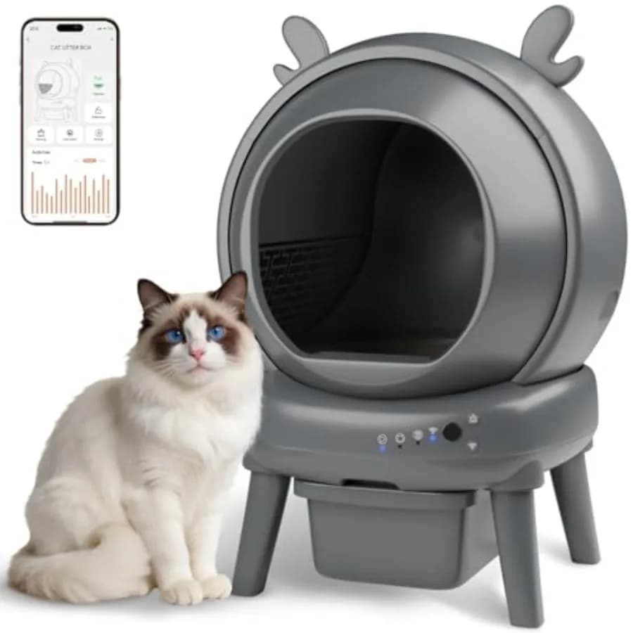 Automatic Cat Litter Box with App Control - Automatic Litter Box Self Cleaning for Multiple Cats, Health Tracking Weight Sensor