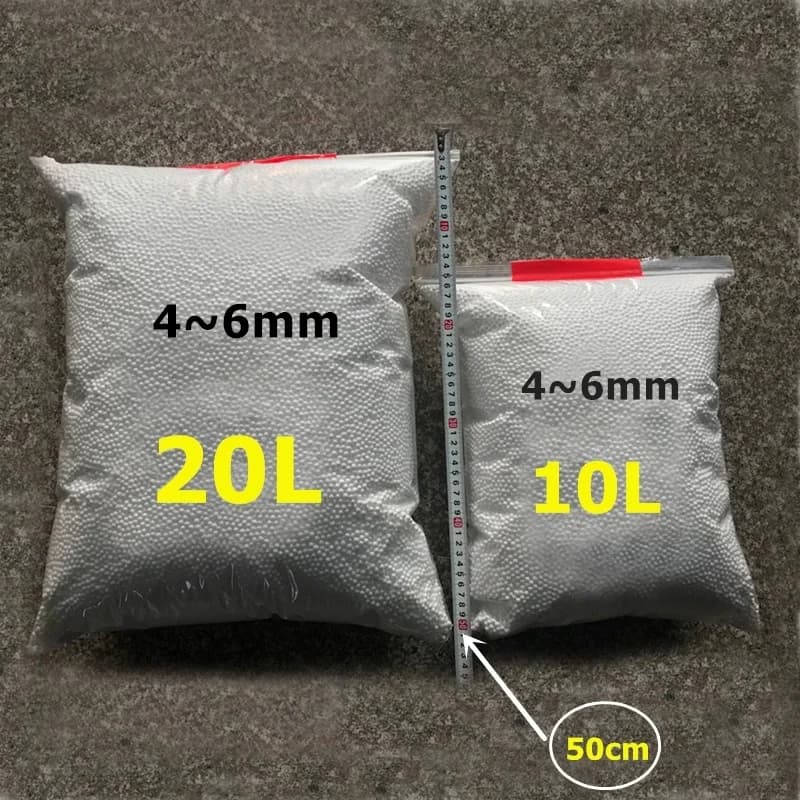 White polystyrene balls of 4-6 mm, 10L/20L, for filling sand bags, baby beds, pillows, armchairs, sofas and other containers.