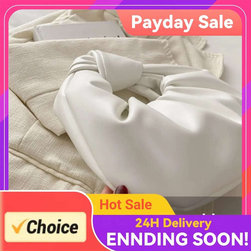 Mini Top-Handle Bags PU Leather Casual Shoulder Bags Pleated Handbag Cloud Bag for Women Girls