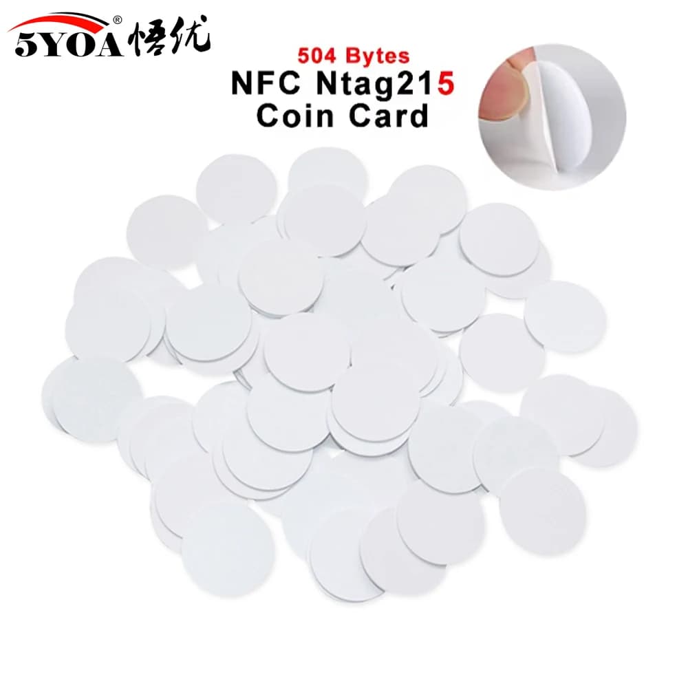 10/50 Pezzi NFC Ntag215 Coin TAG Key 13.56MHz NTAG 215 Card Etichetta Universale Ultralight Tag Etichette 25 mm