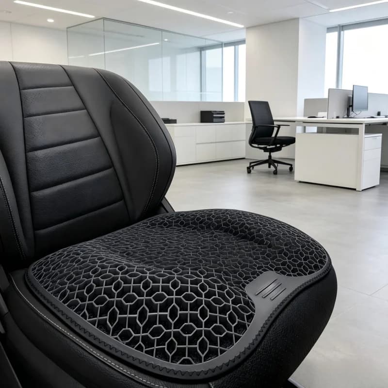 Cuscino in Gel con Design a Nido d'Ape Nero, Sedile Ergonomico per Auto e Ufficio, Traspirante, Leggero e Lavabile in Lavatrice
