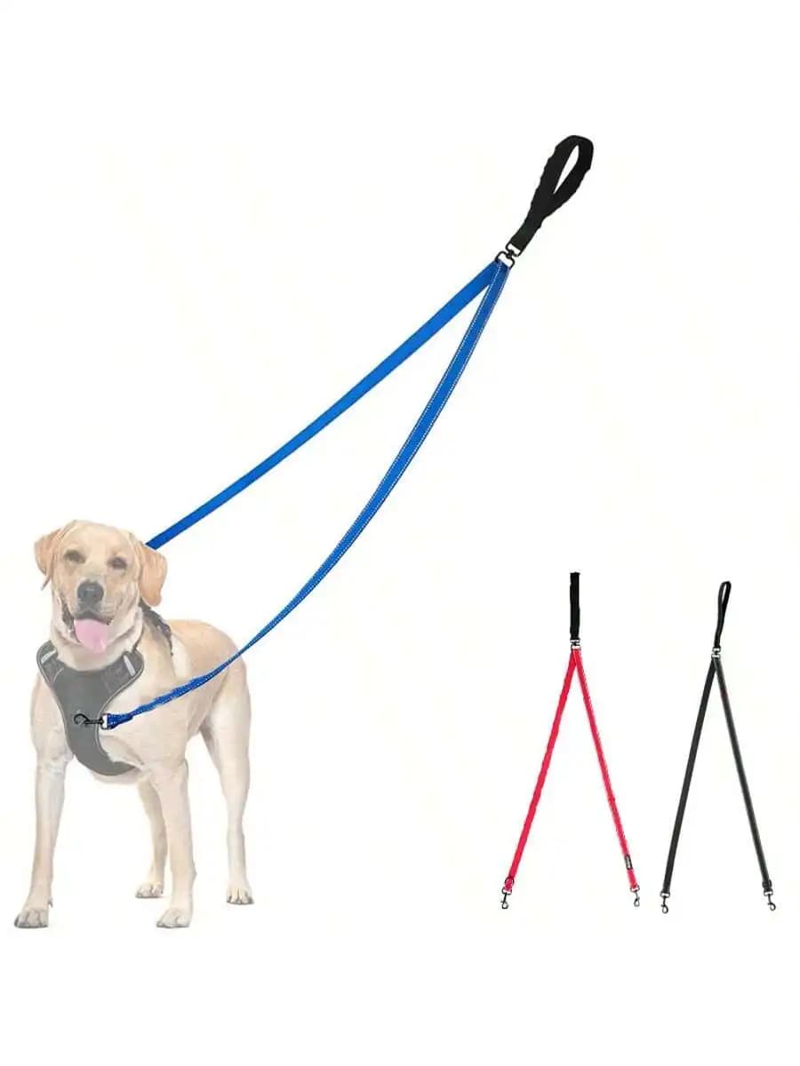 Guinzaglio Doppio per Cani, Anti-Groviglio 360 ° Guinzaglio Girevole Riflettente per Due Cani, Lunghezza Regolabile, Divisore per Guinzaglio, Confortevole
