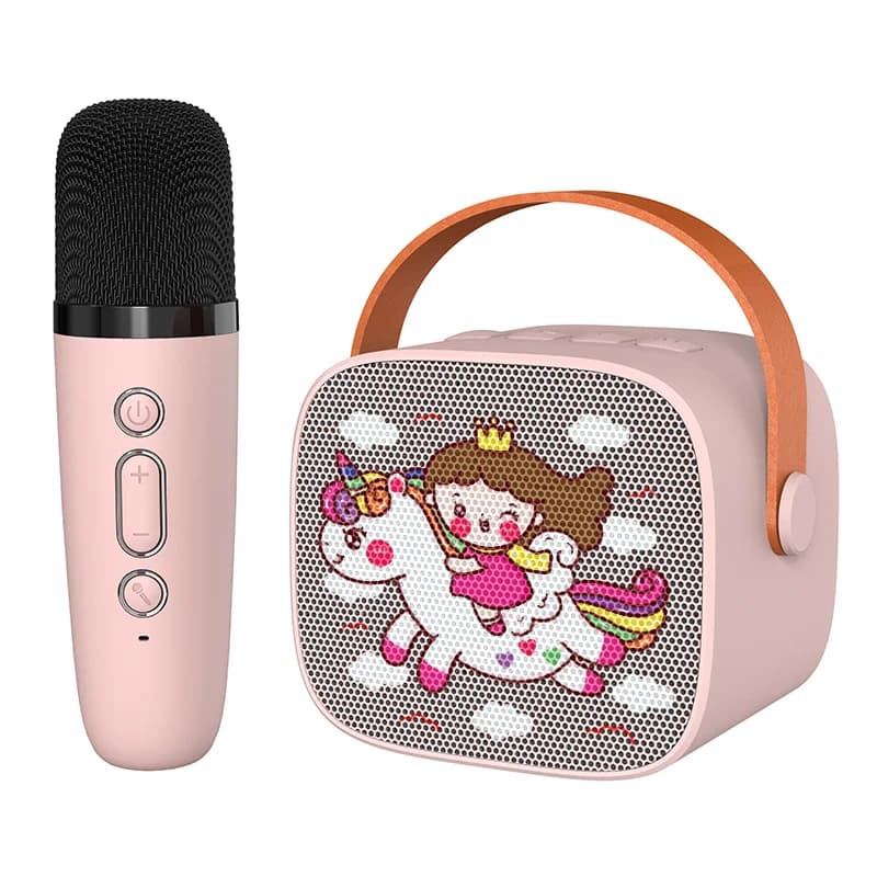 Altoparlante portatile per Karaoke domestico Mini macchina per cantare Bluetooth per cartoni animati con Set di microfoni per regali per bambini per feste in famiglia