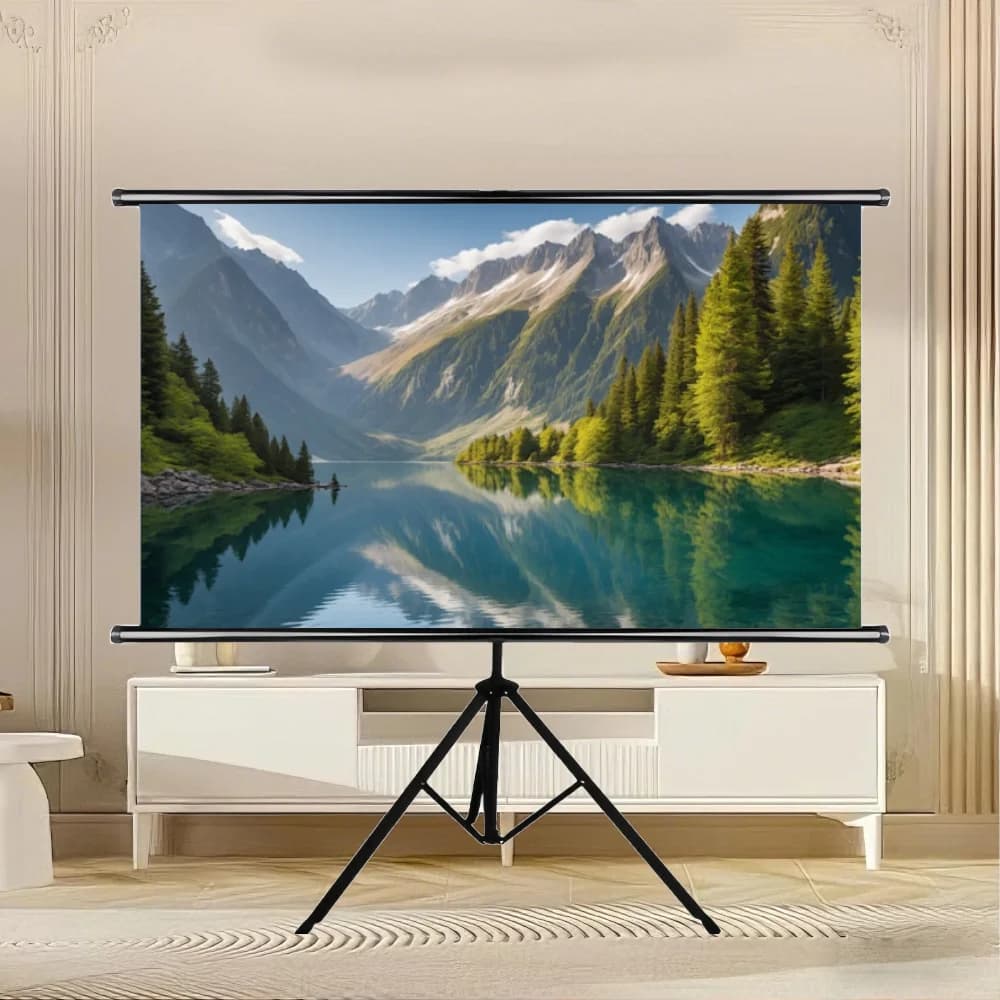Schermo di proiezione con supporto da 84 pollici, 16:9, lavabile e antirughe, portatile e pieghevole, adatto per home cinema