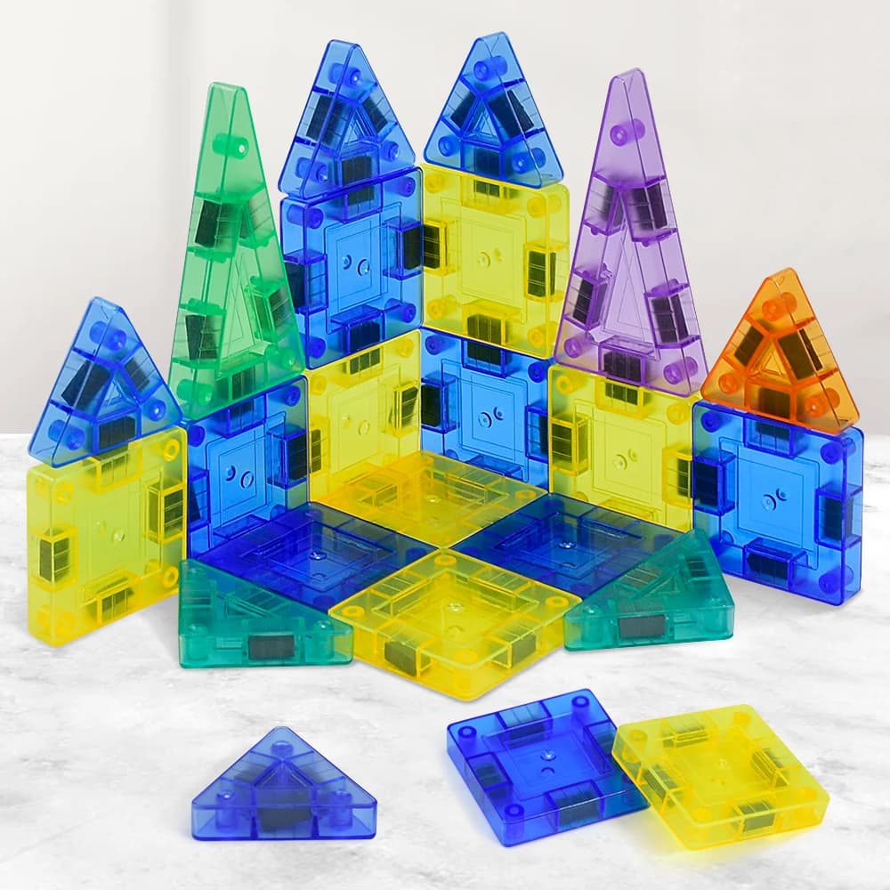 Set di costruzione magnetica da viaggio, mini blocchi di costruzione di piastrelle magnetiche 3D per bambini