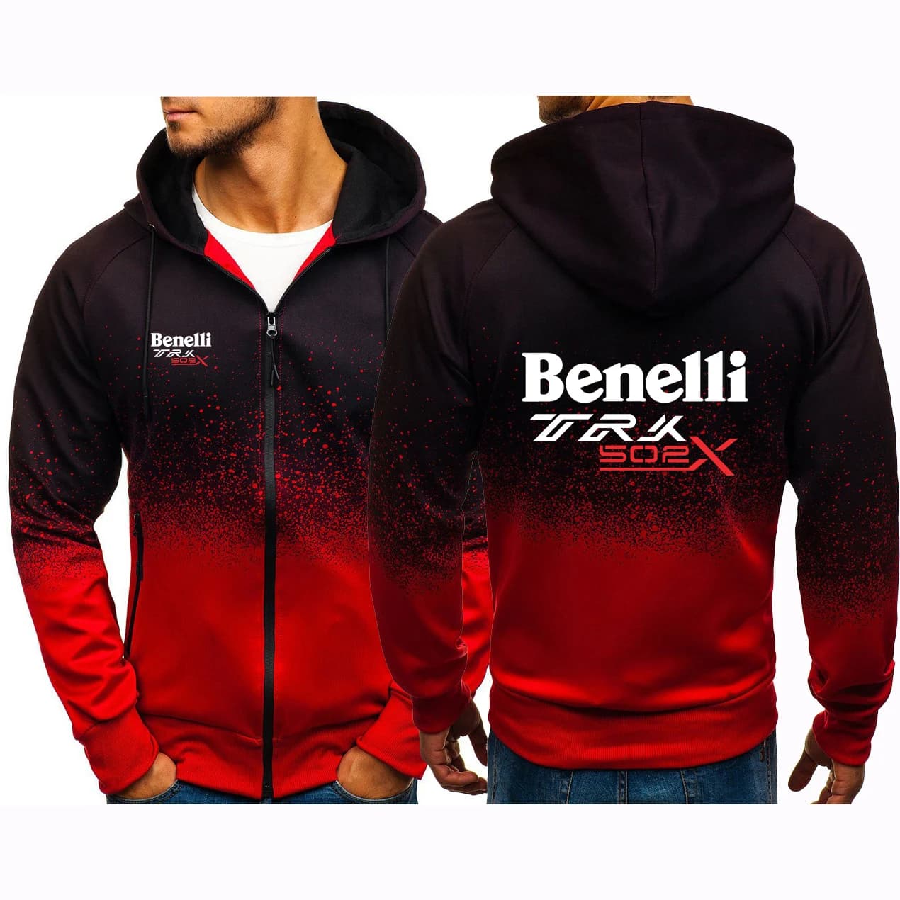2025 Spring And Autumn Man's Gradient Color Zipper Jacket Benelli TRK 502X MOTORCYCLE Leisure Fashion Hoodies Popular Coat