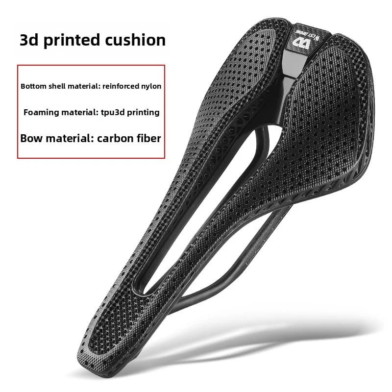 Sella per Bicicletta WEST BIKING in Fibra di Carbonio Stampata in 3D, Ultra-Leggera, Traspirante con Rotaie in Carbonio