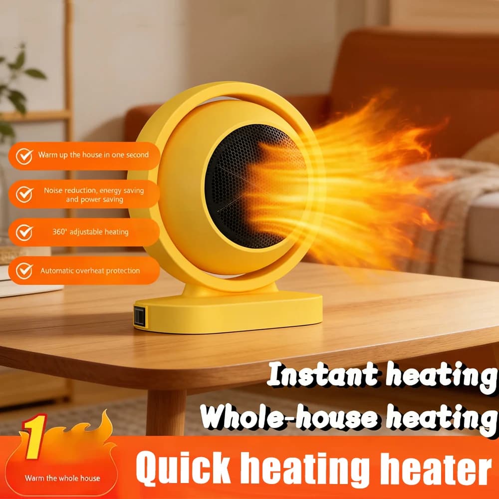 Portable Small Desktop Heater Fan Electric Warmer with Tip Over Protection Energy Saving Fast Heating for Home Office