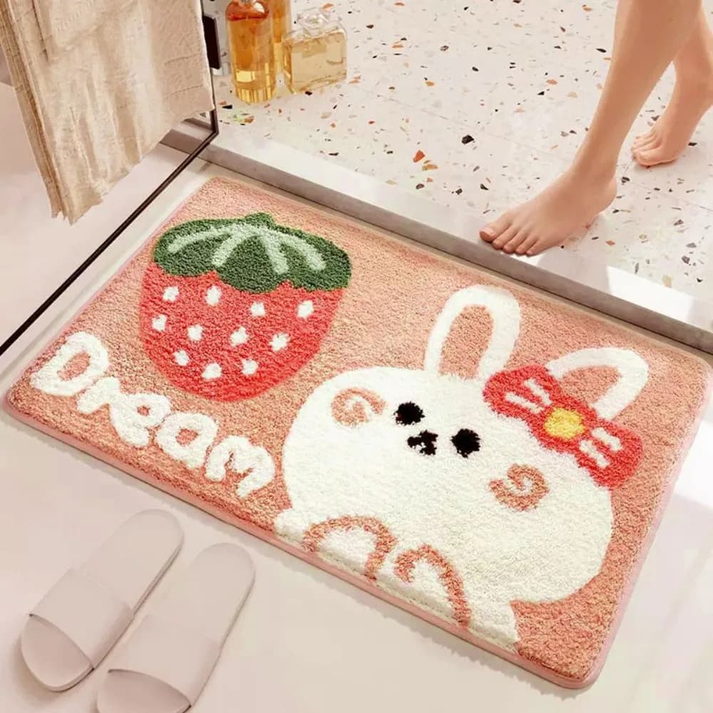 VIKAMA Cartoon Rabbit Bagno Tappeto assorbente Morbido e delicato sulla pelle Decorazioni per la casa Tappetino per camere da letto e camerette per bambini
