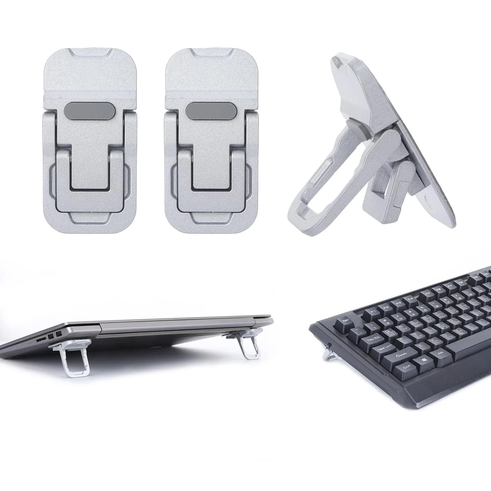 2 Pezzi Mini Supporto Pieghevole per Laptop, Rialzo Portatile per Notebook con Angolo Regolabile, Supporto Invisibile Autoadesivo per Tastiera Computer