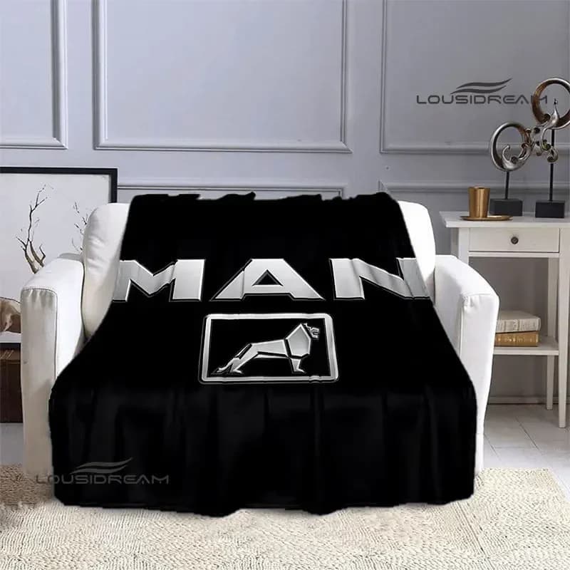 Coperta stampata con logo Man Truck, coperta morbida e confortevole in flanella, coperta da viaggio per la casa, coperte per letti, coperte da picnic, regalo di compleanno