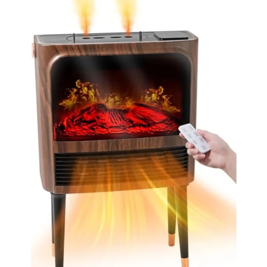 Riscaldatore per camino elettrico con fiamma realistica 3D Umidificatore Termostato Protezione di sicurezza Temporizzatore di controllo remoto Spazio elettrico H