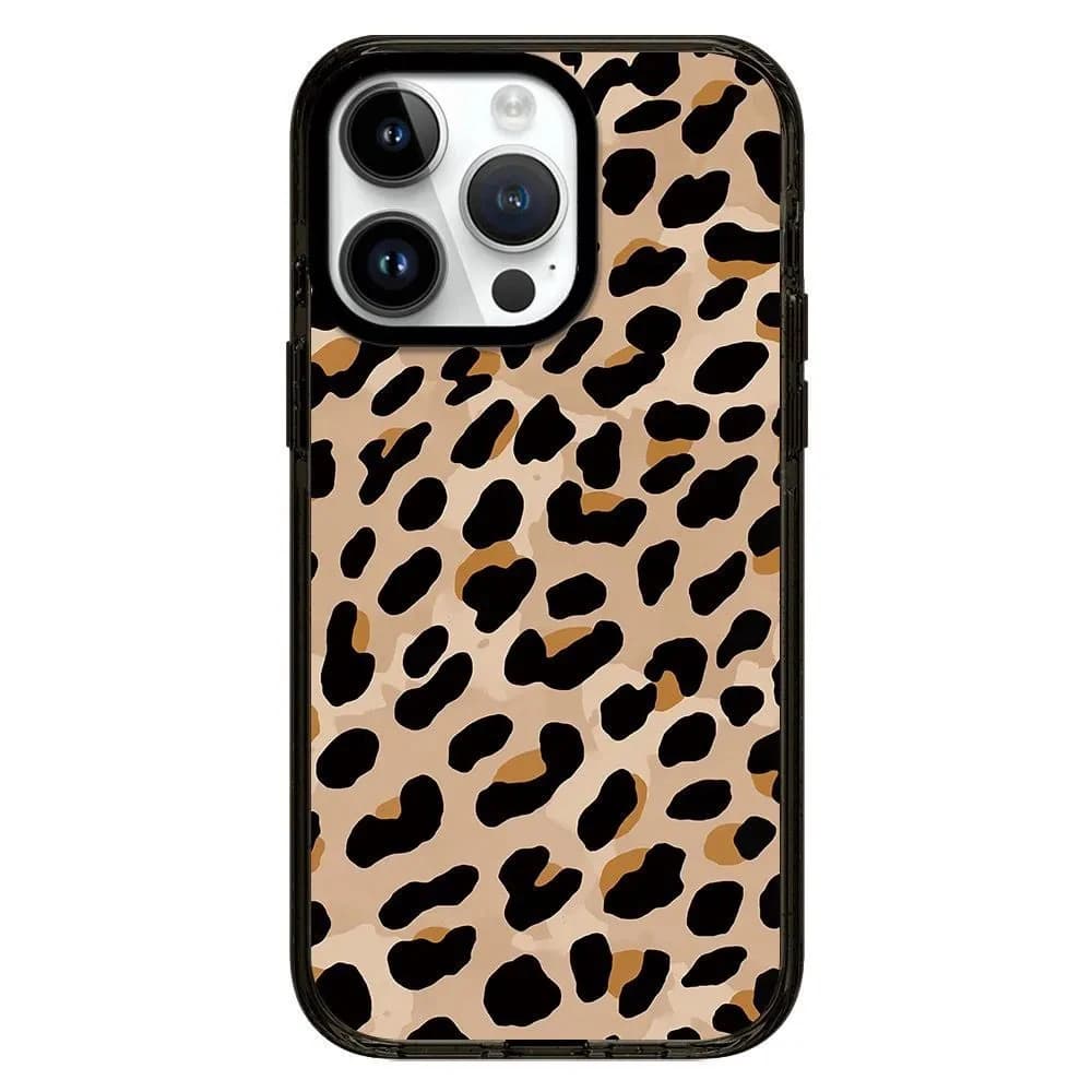 Fashion Leopard Print Brown 2.0 Acrylic Black Border Magnetic Phone Case Cover for IPhone 12 13 14 15 16 17 Pro Max Case