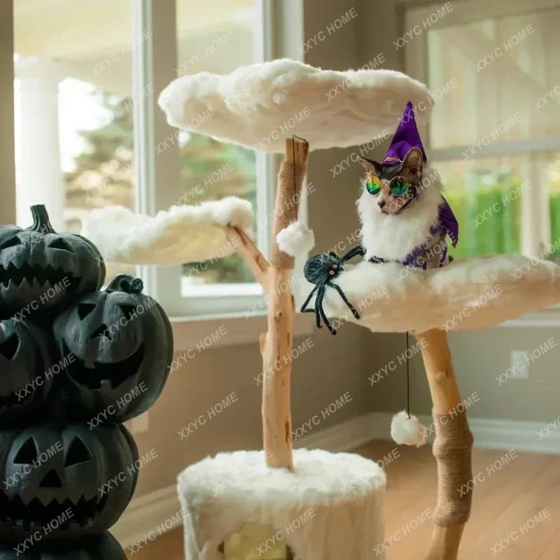 TTHot Mobili per animali domestici Casa moderna per gattini Albero per gatti in legno Torre Gattino di lusso Fiore Condo Accogliente albero per gatti floreale in legno di peluche