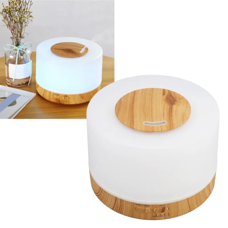 Desk Humidifier 500ml Wood Grain 7 Color LED Light 35dB Remote Control Aromatherapy Diffuser 100-240V US Plug