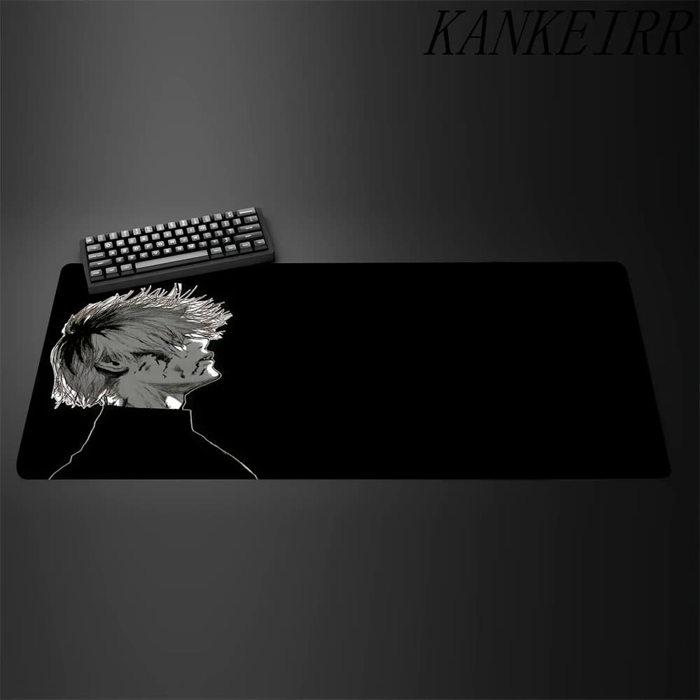 Tappetino per mouse Anime giapponese Tokyo Ghoul Tappetino per mouse Kaneki Ken in bianco e nero Accessori da gioco Tappetini per laptop Tappetino per tavolo esteso per giocatori