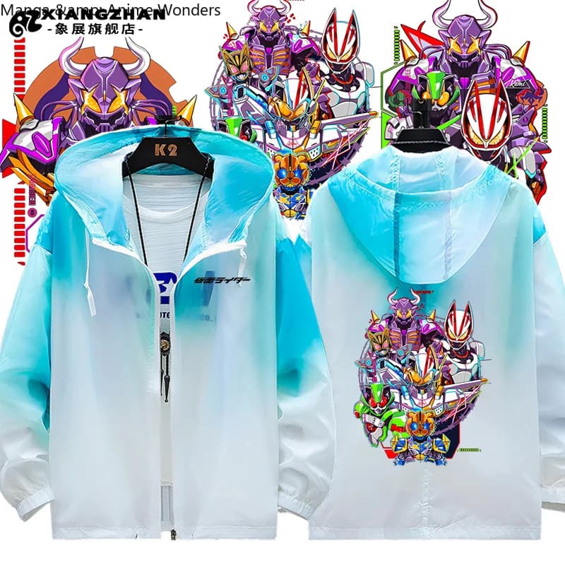 Masked Rider Protezione solare abbigliamento cappotto Manica lunga Stampa Giacca Cerniera Felpa con cappuccio Donna Uomo Moda Costumi con cappuccio Coppia regalo