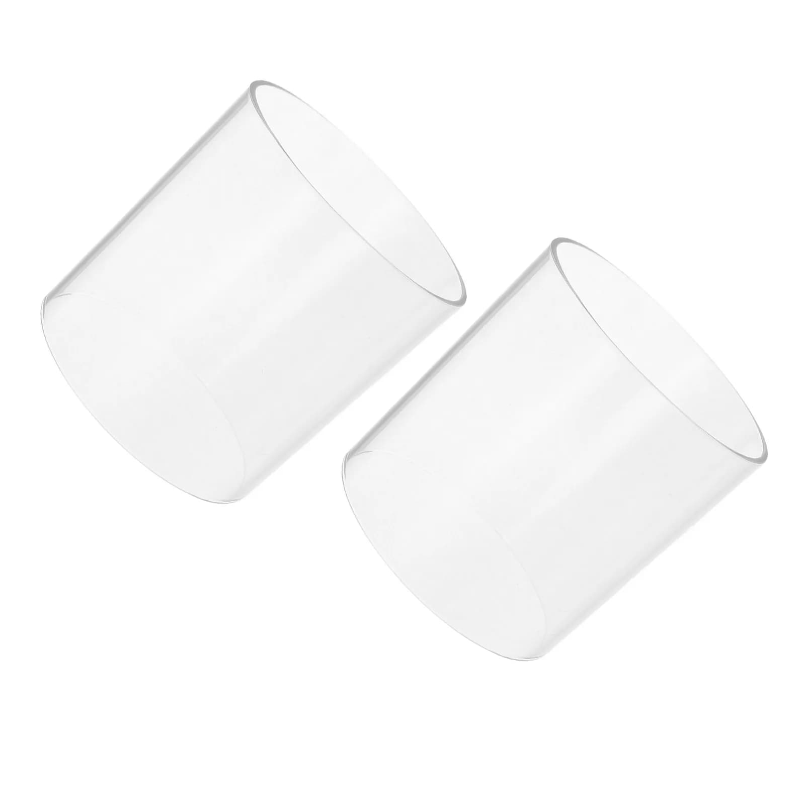 2Pcs Transparent Glass Shade Cylinder Lamp Shade Hurricane Sleeve for Candles Windproof Easy Clean Modern Home Decor