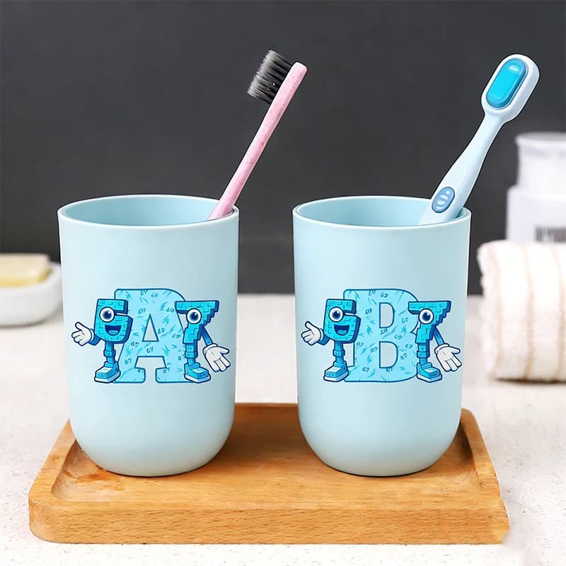 Steal A Brainrot 67 Bicchieri per collutorio e spazzolini da denti in plastica, con lettere A-Z a tema anime, per bambini (maschi e femmine), bicchieri da bagno e porta spazzolini