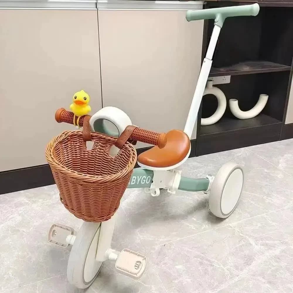 Mini cestino per bicicletta intrecciato in rattan, cestino portaoggetti per bici impermeabile rimovibile, manubrio, passeggino, cestino anteriore per bambini