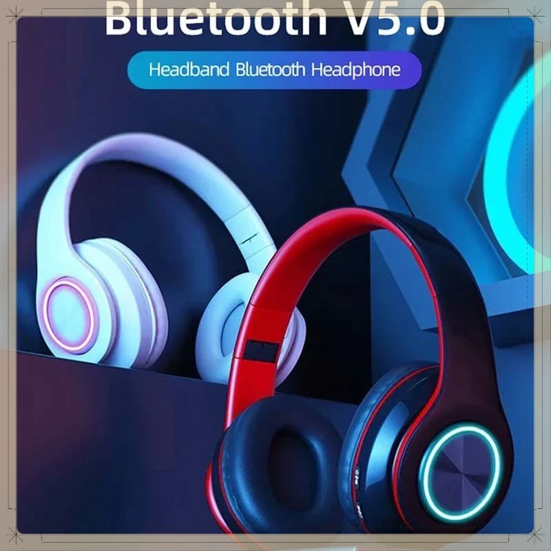 Wireless Bluetooth Headphone With Microphone On-Ear Headset Stereo Sound Earphones Sports Music Gaming Foldable Headphones