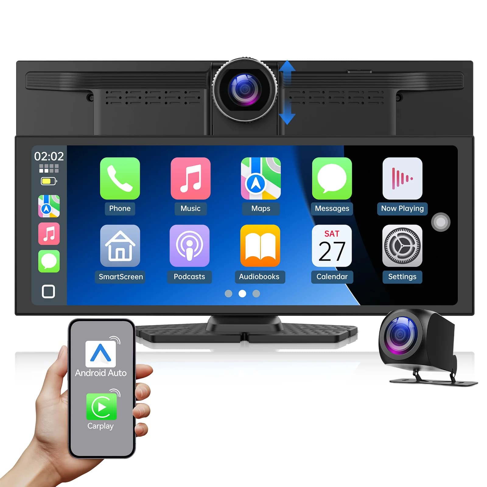 Autoradio touchscreen wireless CarPlay and Android Car from 11,4", Dash Cam 4K and 2K backup camera, GPS navigation WiFi Bluetooth,