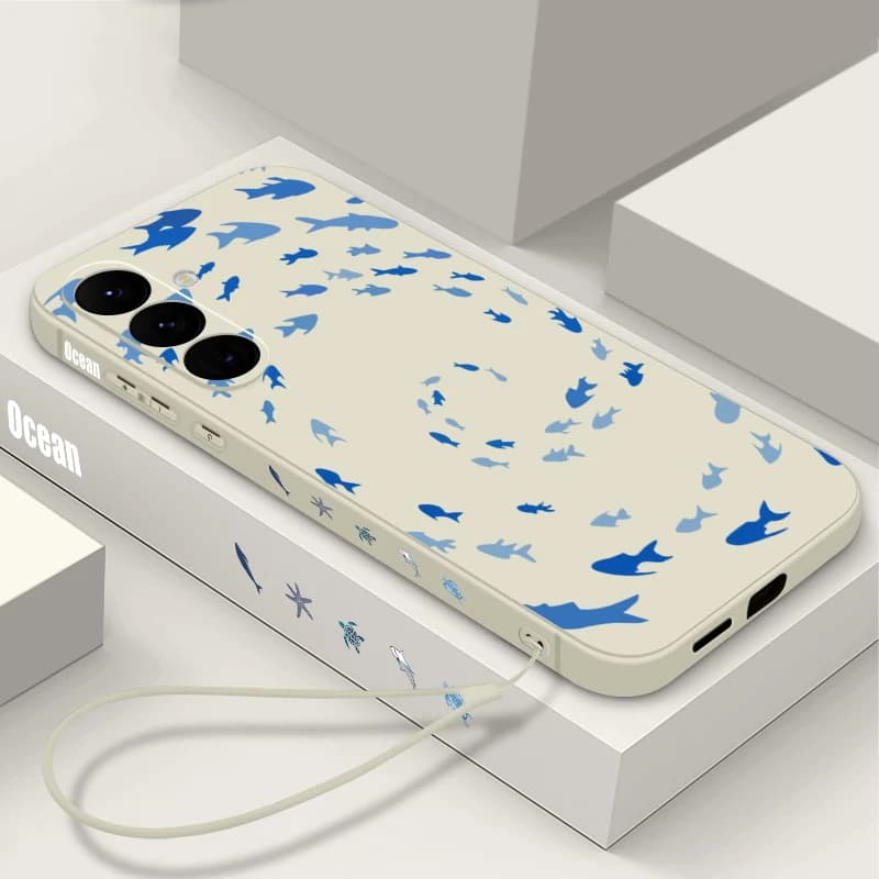Fish Patterned Lanyard Phone Case For Samsung Galaxy S26 S25 S24 Ultra S23 S25 FE A57 A17 A56 A55 A37 A36 A16 A35 A54 TPU Cover