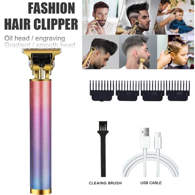 T9 Hair Trimmer for Men Cordless Beard Clipper 4 Limit Combs Cleaning Brush USB C Cable Daily Use Essential Electric Shaver Home