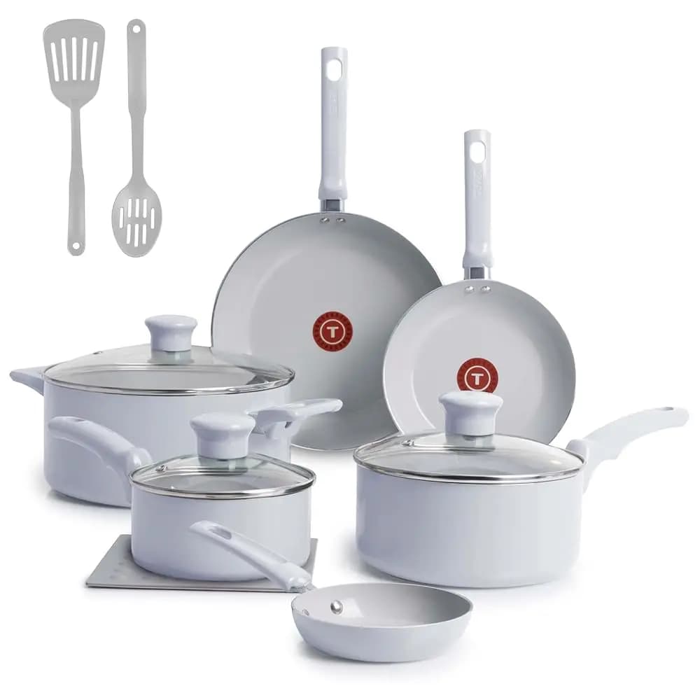 Set di Pentole Antiaderenti in Ceramica Refresh, 12 Pezzi, Adatte al Forno fino a 350 Gradi ° Pentola, Padella, Utensili da cucina
