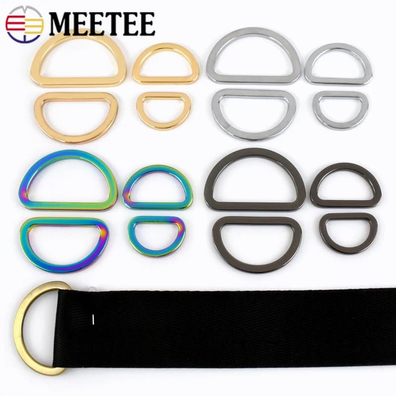 10 Pezzi Meetee 16-38mm Fibbia Metallica ad Anello a D per Cinghie Borsa, Fibbie Regolabili per Cinghie in Tessuto, Anelli in Pelle, Accessori Fai da Te