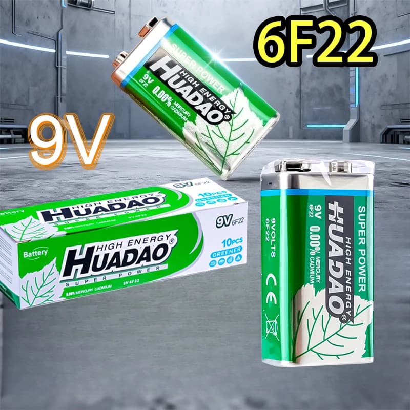 Batteria Monouso Originale 6F22 9V 1100mAh, Pila a Secco per Microfono, Multimetro, Giocattoli, Rilevatore di Fumo, Walkie Talkie, Batteria di Riserva