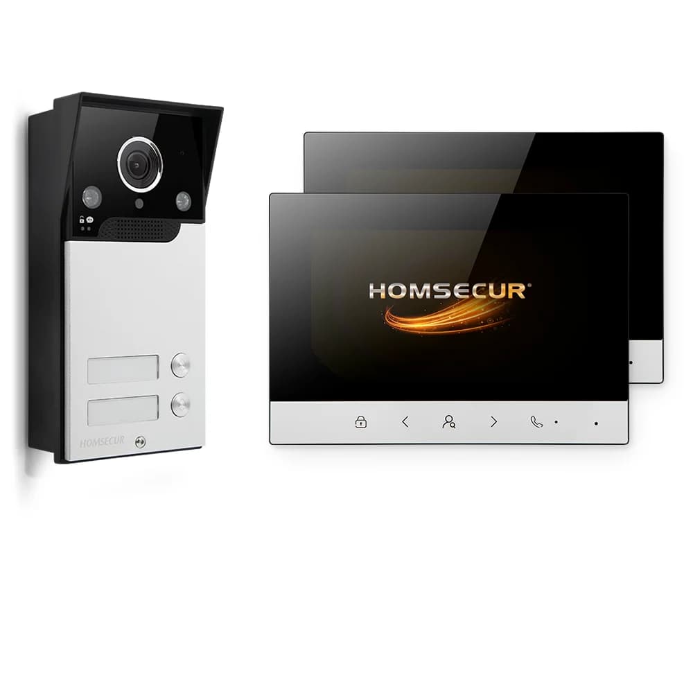 HOMSECUR 7" Videocitofono HD Citofono Campanello Istantanea automatica per 2 famiglie