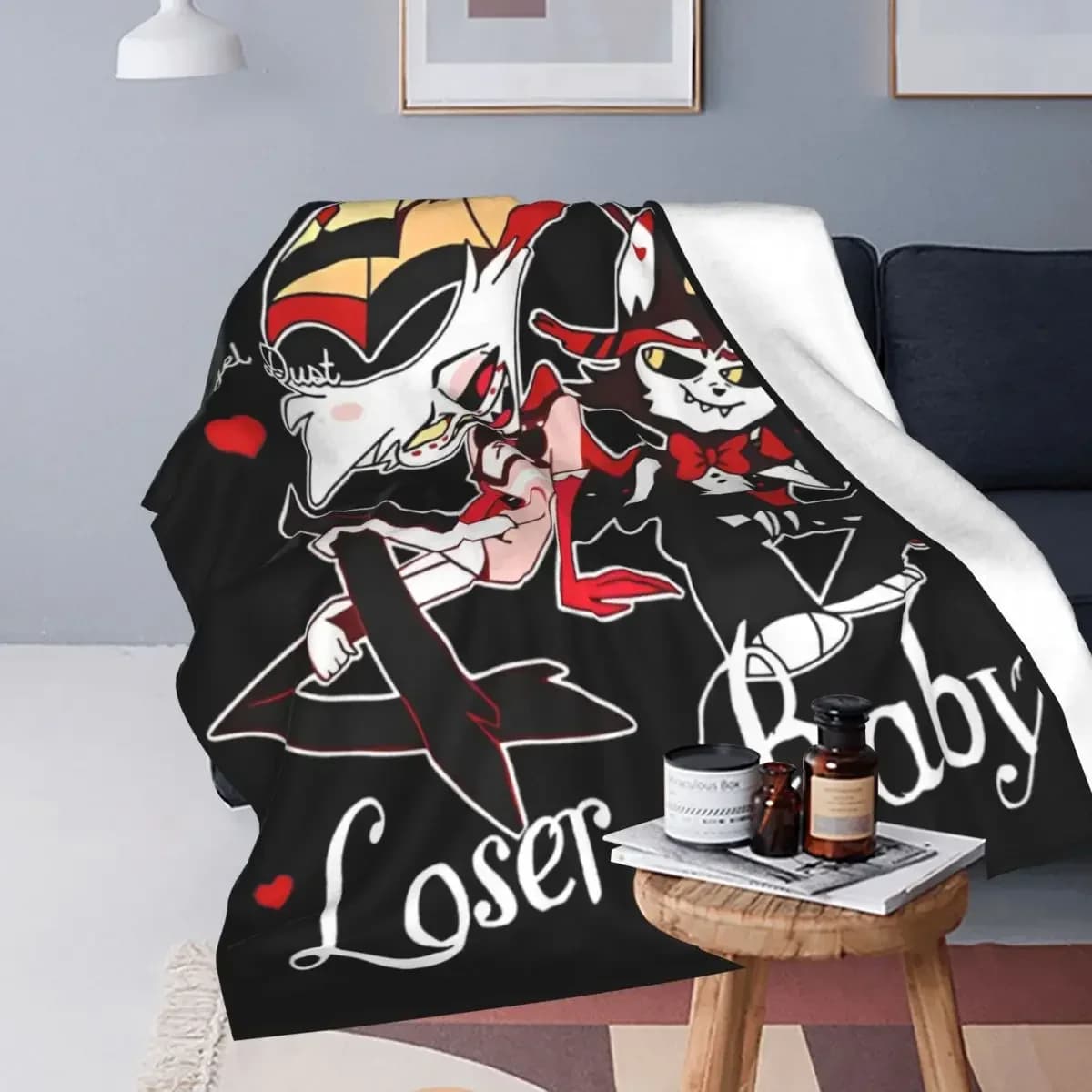 Hazbins Hotel Angel Dust X Husk Loser Coperta Copertura in velluto leggero Coperta per auto Divano Camera da letto Trapunta