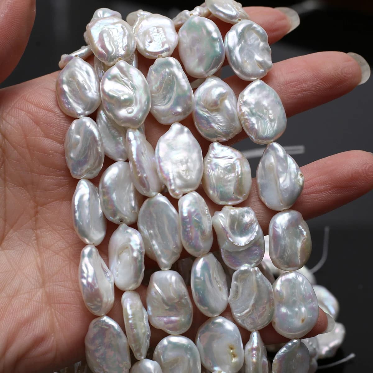 18 cm 13x18mm Bianco Barocco Perla D'acqua Dolce Naturale Perline di Forma Irregolare per la Produzione di Gioielli FAI DA TE Collana Bracciale accessori