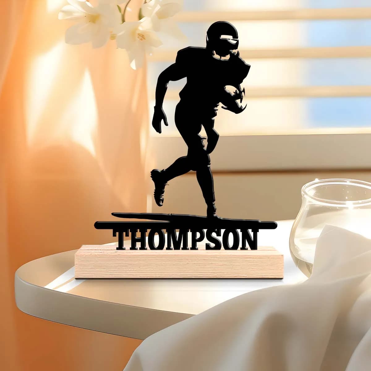 1pc Customized Metal Handicraft Ornaments Custom Name Equipped with Wooden Base Room Decorations, Bar Counter Decorations